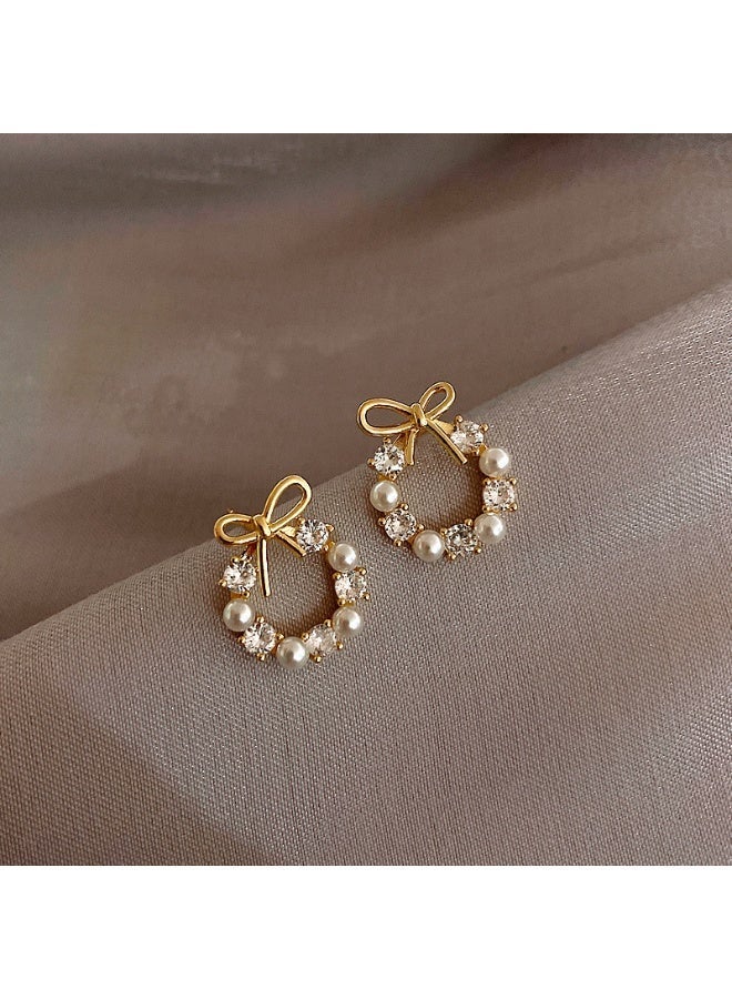 يوكانبي أقراط نسائية على شكل فيونكة بإبرة فضة S925 – تصميم أنيق وبسيط - Image 1